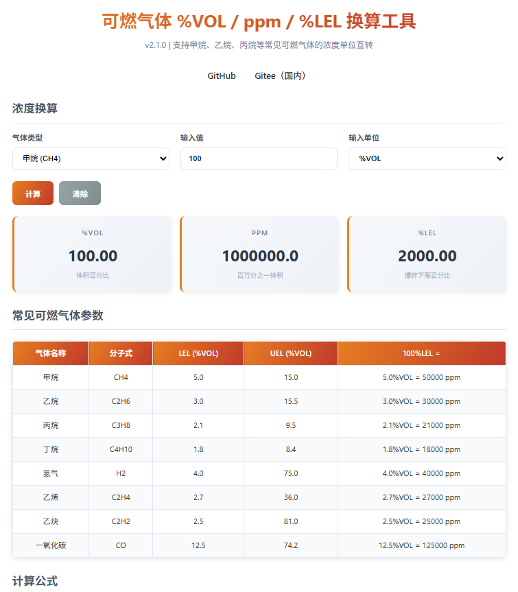 气体浓度换算